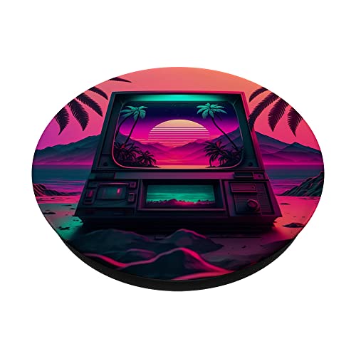 Vaporwave CRT TV Synthwave Aesthetic Retro 80s PopSockets Swappable PopGrip