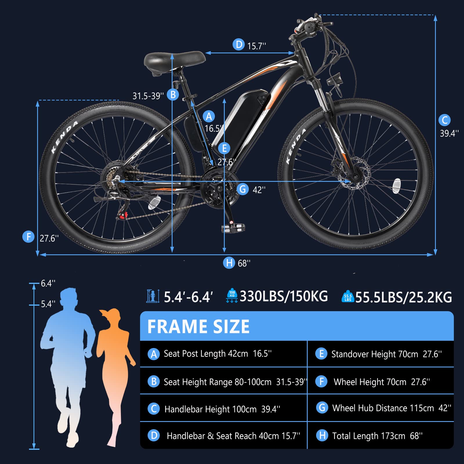 PEXMOR 500W Electric Bike for Adults, 27.5" Electric Mountain Ebike 48V 13AH Removable Battery, 20MPH 50Miles Adults Electric Bicycle Commuter Bike, 21 Speed, Lockable Suspension Fork