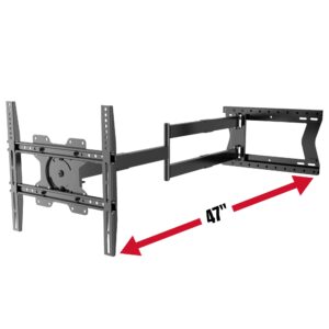 physix 2120 long arm tv wall mount for 32-75 inch screens | extra long extension up to 47 inch | heavy-duty tv mount holds up to 77 lbs | full-motion, swivels up to 180° | max. vesa 400x400