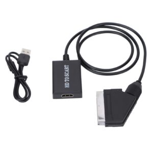 HDMI to SCART Converter, HD Digital Video HDMI to Analog Video and L/R Audio Adapter Support DVI, for CRT/VHS/DVD CVBS Play