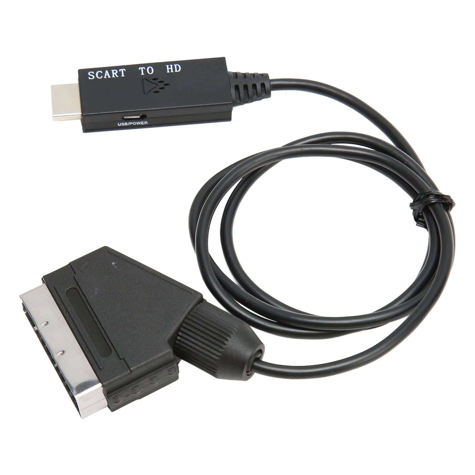 Scart to Converter Adapter, 1080P 60Hz HD Video, USB Power Cable, Plug and Play, for VHS DVD CRT TVs