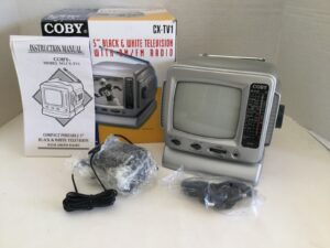 coby cx-tv1 5" black-and-white tv with am/fm tuner