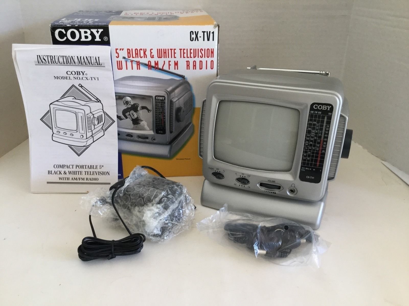 Coby CX-TV1 5" Black-and-White TV with AM/FM Tuner