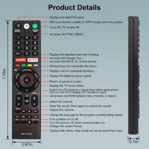 RMF-TX310U Replace Voice Remote Control with Mic fit for Sony Bravia 4K Smart TV XBR-55X900F XBR-43X800G XBR-49X800G XBR-49X900F XBR-55A8G XBR-65X800G XBR-55X800G XBR-65X900F XBR-75X800G