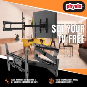 Physix 2120 Long arm TV Wall Mount for 32-75 inch Screens | Extra Long Extension up to 47 inch | Heavy-Duty TV Mount Holds up to 77 lbs | Full-Motion, swivels up to 180° | Max. VESA 400x400
