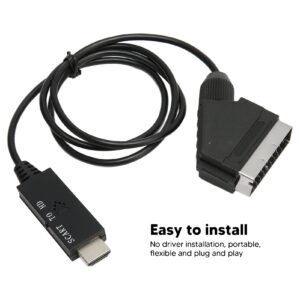 Scart to Converter Adapter, 1080P 60Hz HD Video, USB Power Cable, Plug and Play, for VHS DVD CRT TVs