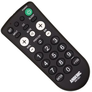 anderic rr1001 simple tv universal remote - works all brands - great for hotels and hospitality rooms - simple universal remote (1 pack)