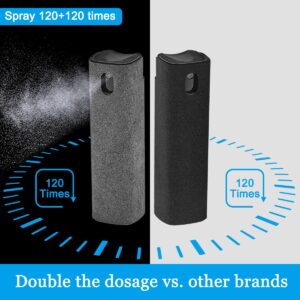 2 Pack Screen Cleaner Spray and Wipe for Laptop Monitor and Car Screens, Phone Touchscreen Mist Cleaning Kit for Cellphone, Tablet, PC, Computer, LCD, Eyeglass, iPhone, iPad, Mac Pro - Black and Grey