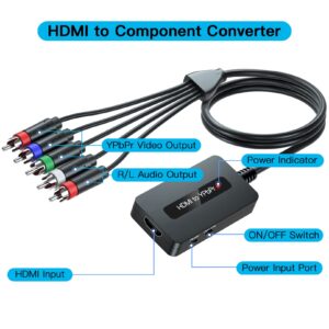HDMI to Component Converter Cable with HDMI and Component Cables, 1080P HDMI to YPbPr Converter, HDMI in Component Out Converter for DVD/STB/PS3/PS4 with HDMI Output