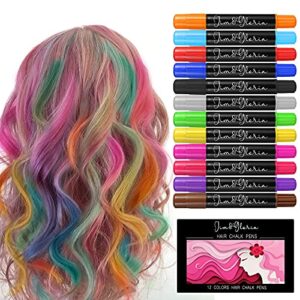 Jim&Gloria Dustless Hair Chalk For Girls, Temporary Color Dye Markers, Teen Girl Gifts Trendy Stuff, Makeup Kit, Teenage Tweens Teens & Kids,Age 7 8 9 10 11 12 13 14 Year Old Rainbow Blue Pink Purple