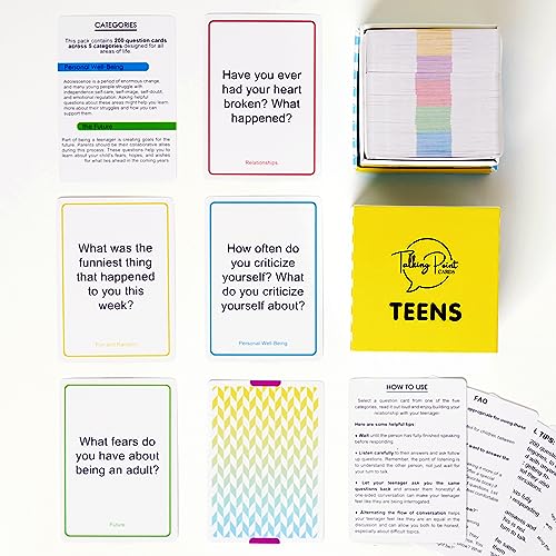 200 Teens Conversation Cards - Connecting Parents with their Teenagers - Reduce Screentime with Fun & Deep Conversation - Avoid Conflict, Improve Communication & Learn More About Your Teen Boy or Girl