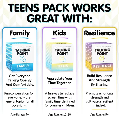 200 Teens Conversation Cards - Connecting Parents with their Teenagers - Reduce Screentime with Fun & Deep Conversation - Avoid Conflict, Improve Communication & Learn More About Your Teen Boy or Girl