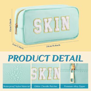 4 Pcs Preppy Makeup Bag Chenille Letter Nylon Cosmetic Bag Makeup Bag Toiletry Cosmetic Case Preppy Bag with Zipper Stuff Bag Cosmetic Pouch Makeup Pouch for Women Teen Girl (Pastel Colors)