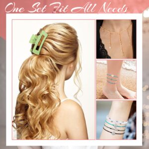 49 Pcs Jewelry Set for Teen Girls - Bracelets, Necklaces, Hair Clips in Silver, Gold - Surfer, Layered, Charming Summer Accessories