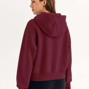 AUTOMET Womens Oversized Sweatshirts Zip Up Cropped Hoodies Fleece Jackets Full Zip Pullover Sweater 2024 Fall Fashion Outfits Trendy Winter Clothes Winered