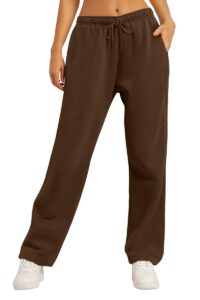 automet women’s 2024 fall fleece lined winter sweatpants open bottom lounge pants athletic joggers for teen girls brown