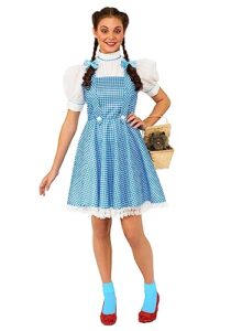 rubie's womens wizard of oz adult dorothy dress and hair bows costume, blue/white, teen us