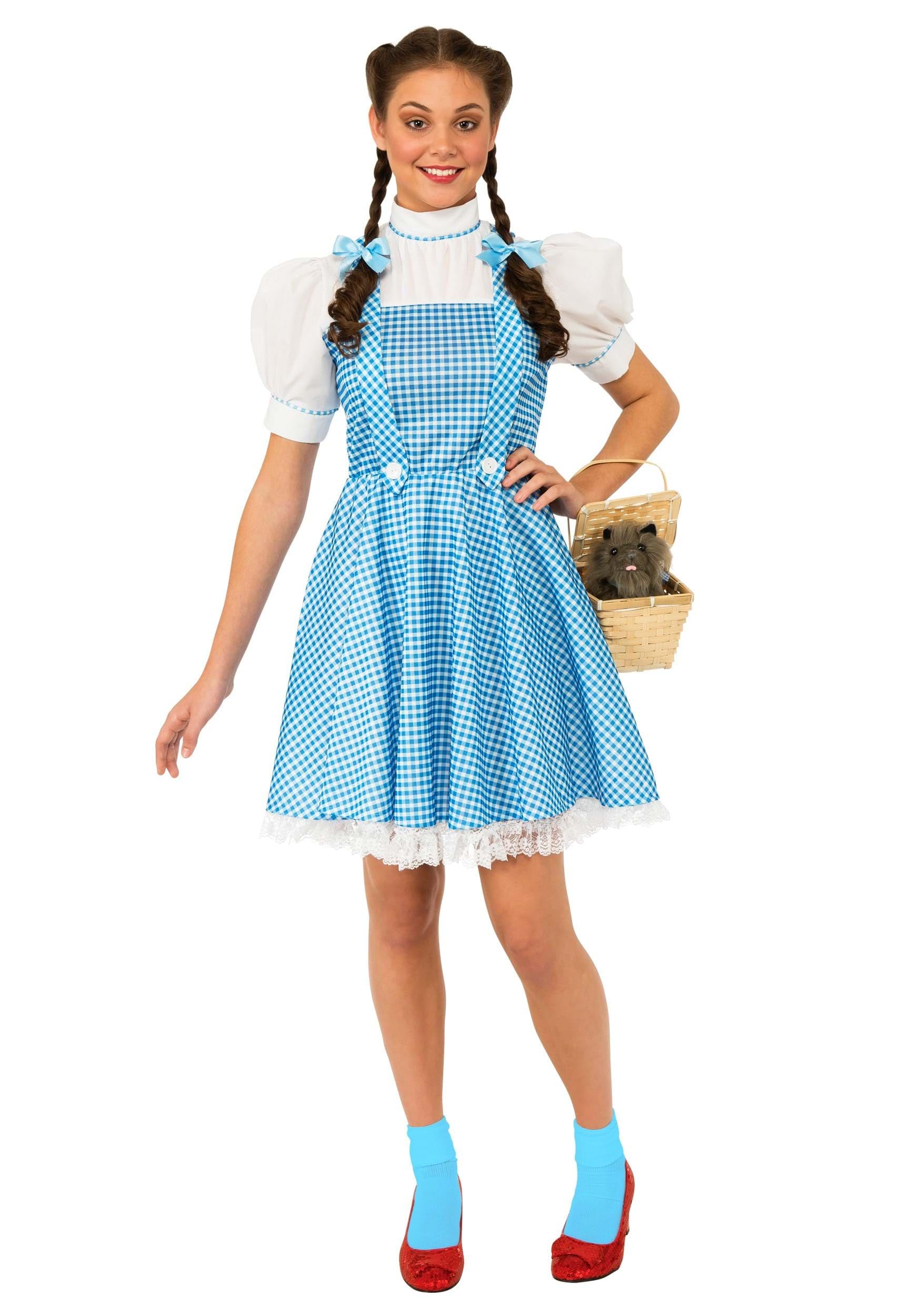 Rubie's womens Wizard of Oz Adult Dorothy Dress and Hair Bows Costume, Blue/White, Teen US