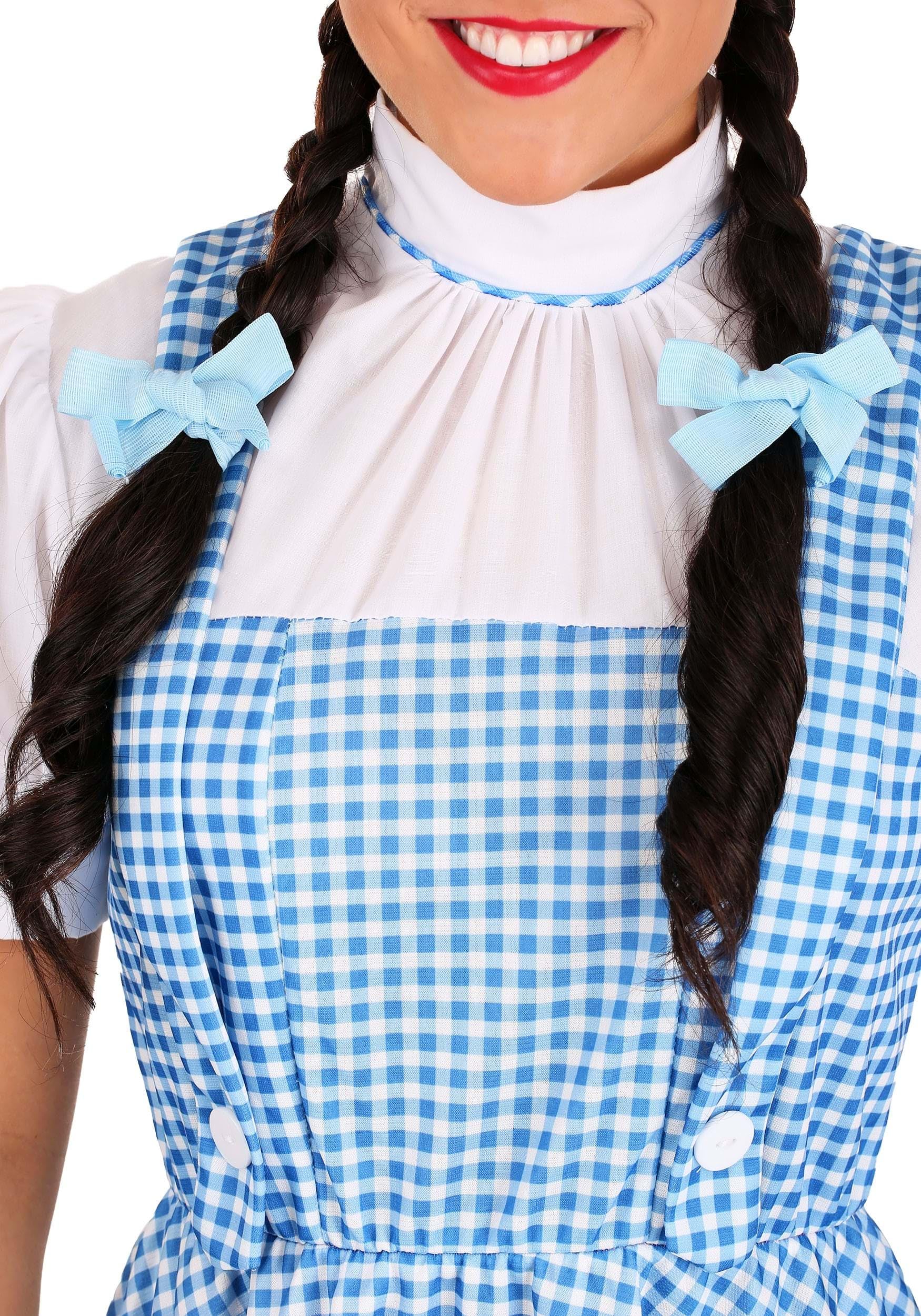 Rubie's womens Wizard of Oz Adult Dorothy Dress and Hair Bows Costume, Blue/White, Teen US