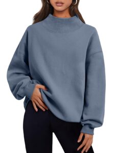 trendy queen womens oversized sweatshirts fall fashion 2024 crewneck pullover fleece cute hoodies loose teen girls y2k outfits clothes greyblue