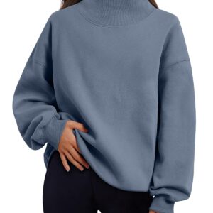 Trendy Queen Womens Oversized Sweatshirts Fall Fashion 2024 Crewneck Pullover Fleece Cute Hoodies Loose Teen Girls Y2K Outfits Clothes Greyblue