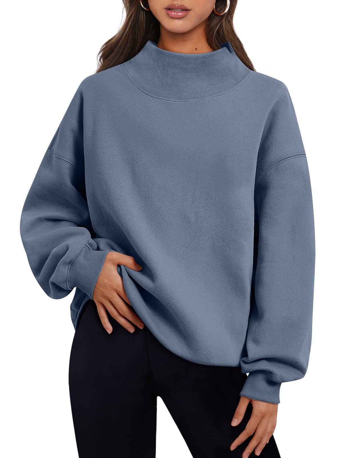 Trendy Queen Womens Oversized Sweatshirts Fall Fashion 2024 Crewneck Pullover Fleece Cute Hoodies Loose Teen Girls Y2K Outfits Clothes Greyblue