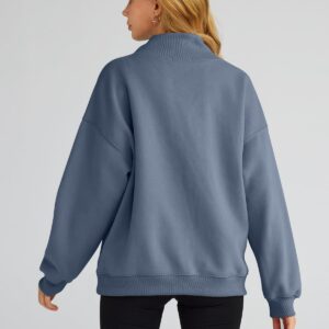 Trendy Queen Womens Oversized Sweatshirts Fall Fashion 2024 Crewneck Pullover Fleece Cute Hoodies Loose Teen Girls Y2K Outfits Clothes Greyblue