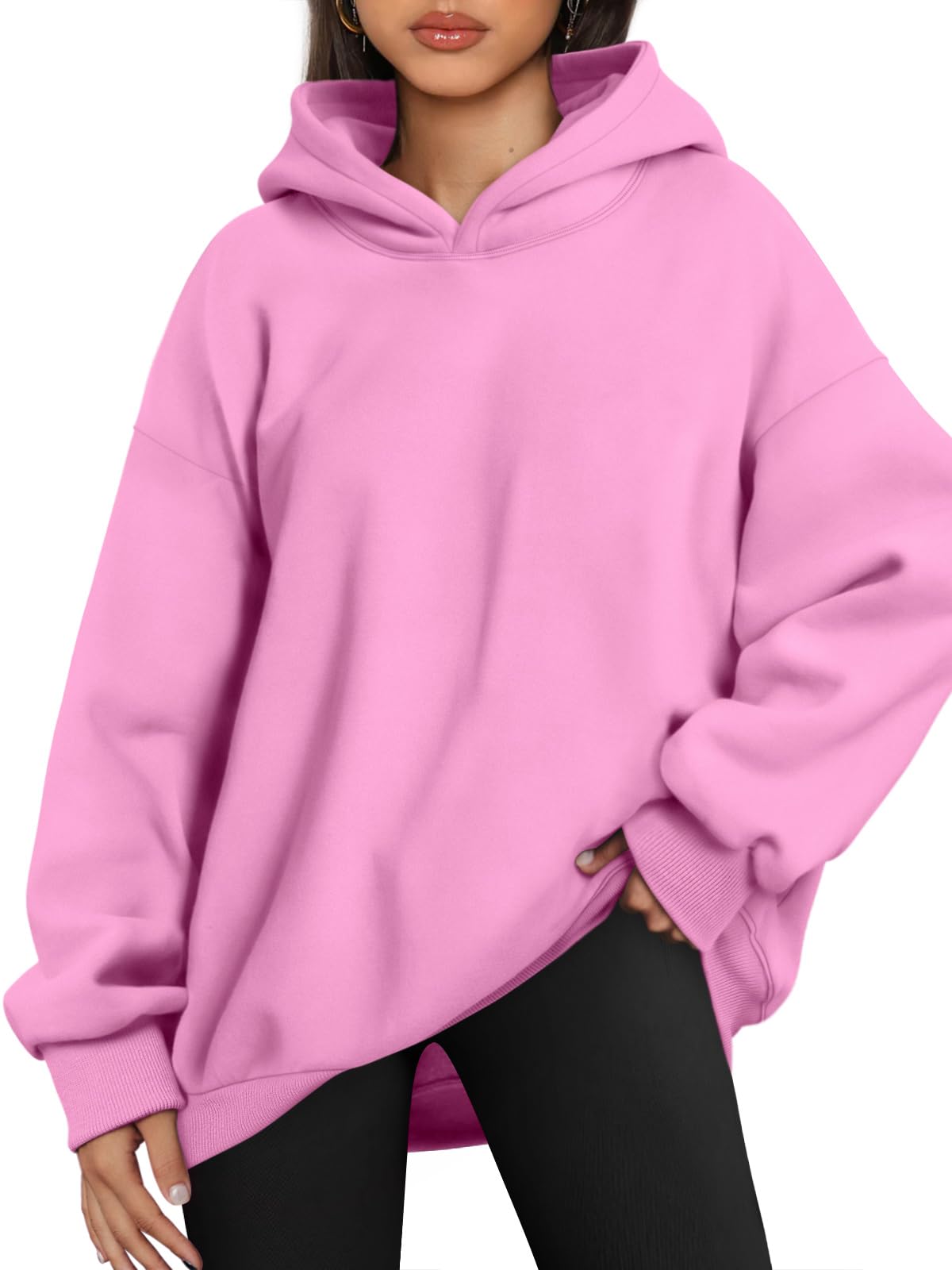 AUTOMET Womens Oversized Hoodies Fleece Sweatshirts Hooded Pullover 2024 Fashion Fall Clothes Trendy Outfits Winter Sweater Pink