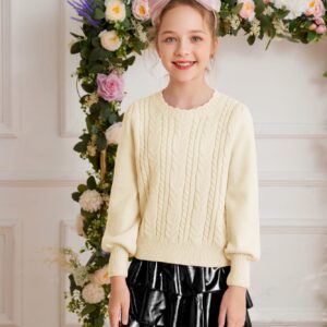 GRACE KARIN Sweater for Teen Girls 12-14 Crew Neck Pullover Apricot Sweaters Fall Winter