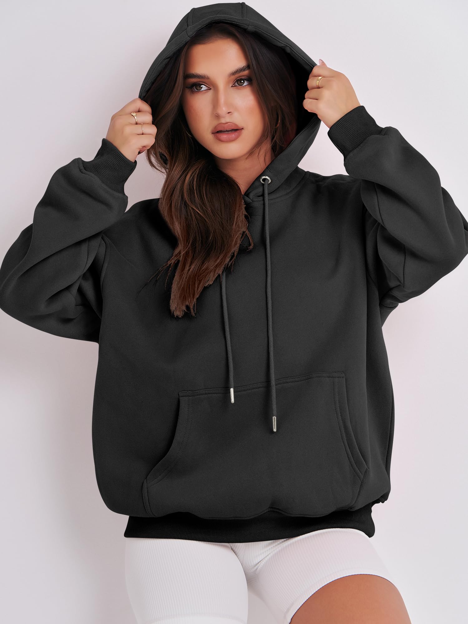 ANRABESS Women's Oversized Fleece Hoodies Basic Pullover Sweatshirt Fall Fashion 2024 Outfits Trendy Y2k Teens Preppy Clothes Black-M