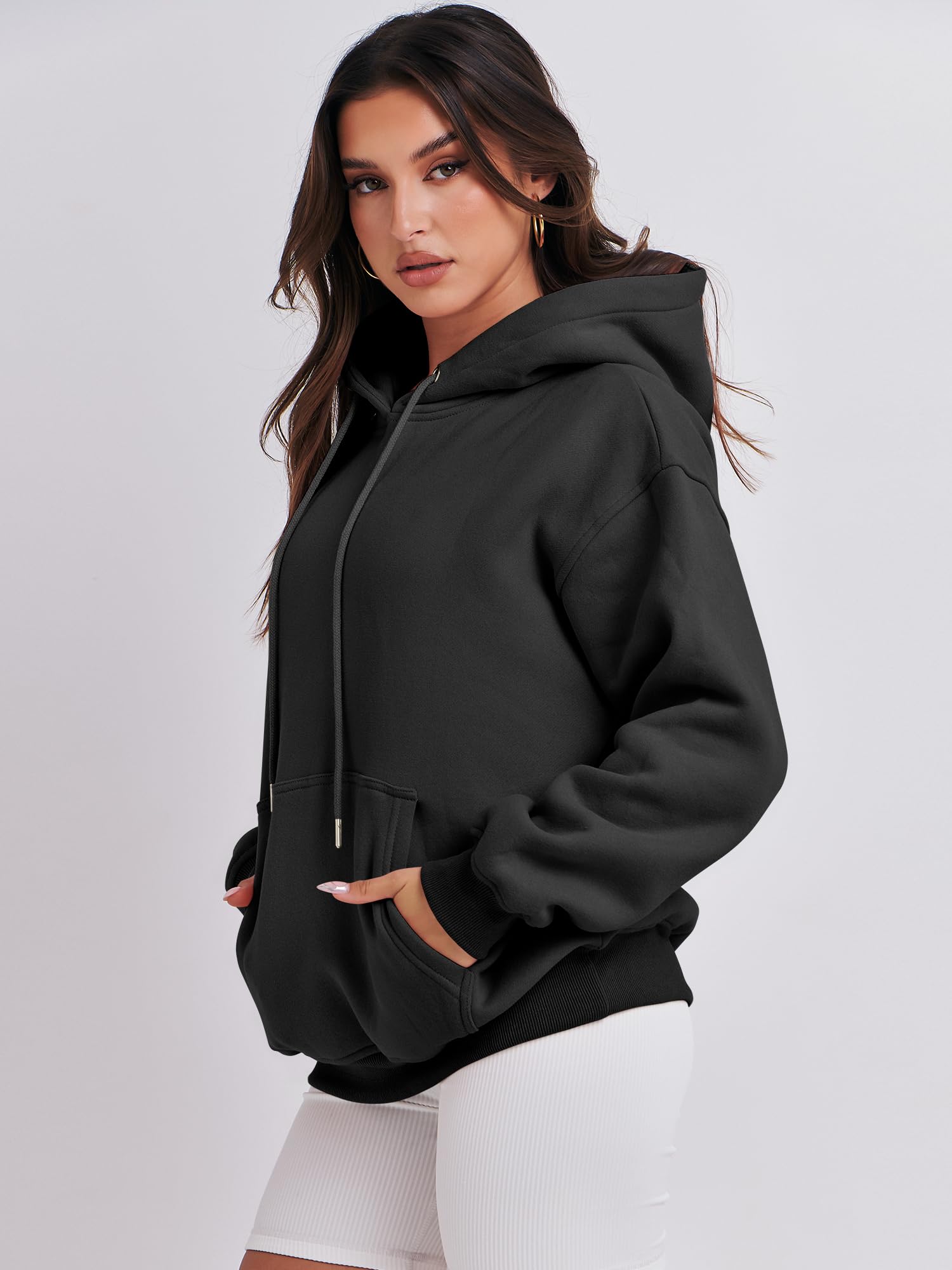 ANRABESS Women's Oversized Fleece Hoodies Basic Pullover Sweatshirt Fall Fashion 2024 Outfits Trendy Y2k Teens Preppy Clothes Black-M