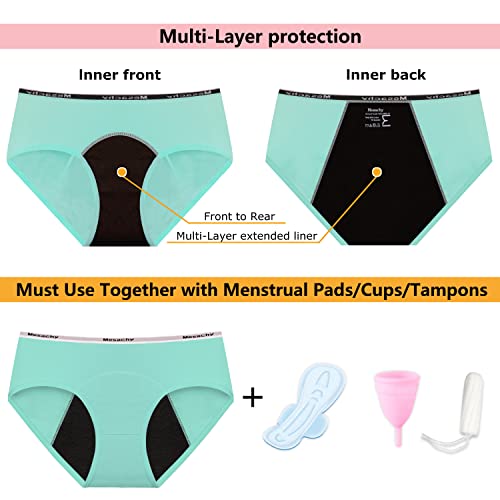 Mesachy Girls Period Underwear Period Panties for Teens Menstrual Leakproof Protective Cotton Briefs