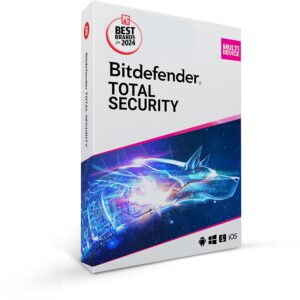 Bitdefender Total Security 2024 – Complete Antivirus and Internet Security Suite – 5 Devices | 1 Year Subscription | PC/Mac | Activation Code by Mail