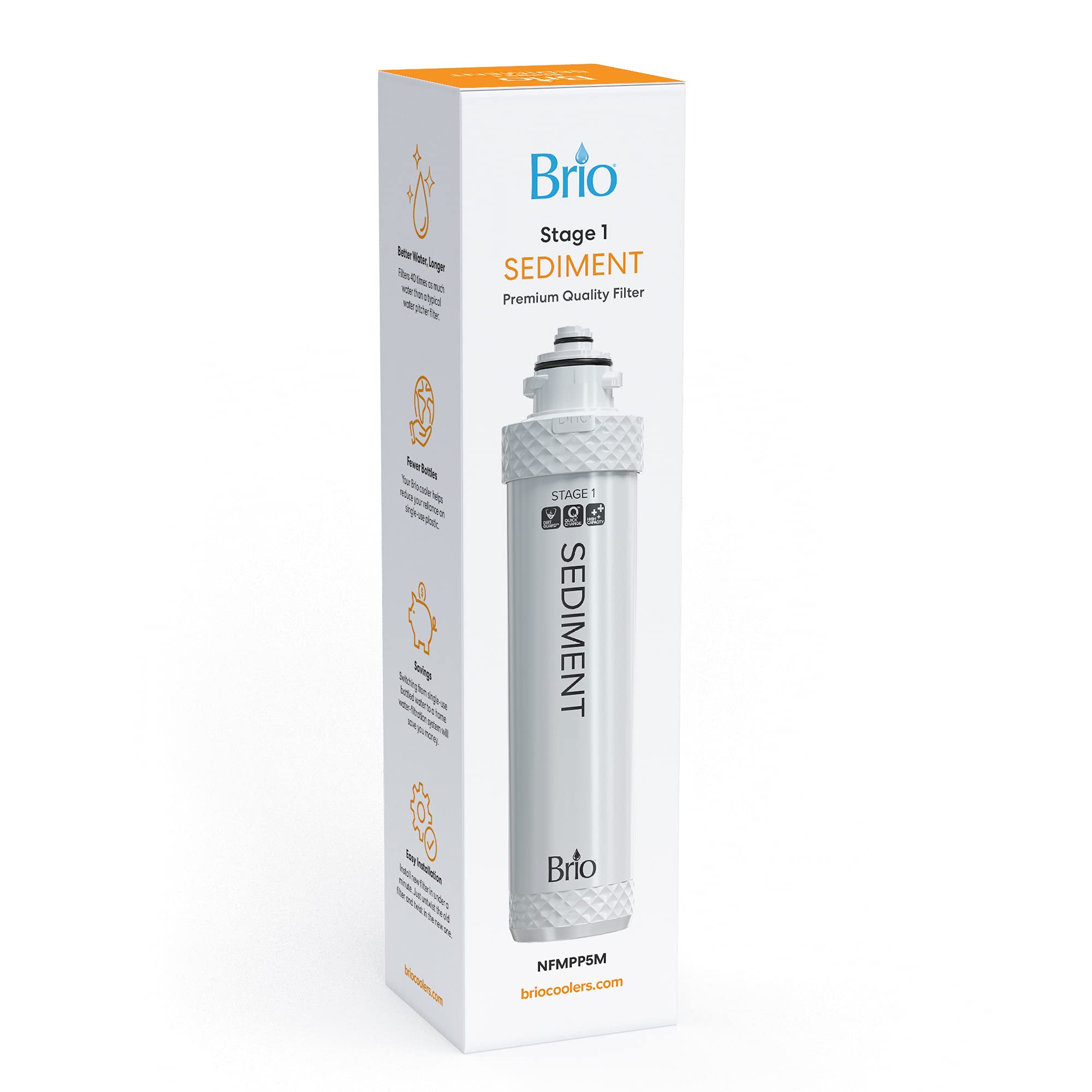 Brio Quick-Change Water Cooler Filter Cartridge - Stage-1: Sediment - for Brio 300 Series, Brio 400 Series, Brio 500 series, Brio 600 Series, Brio 700 Series