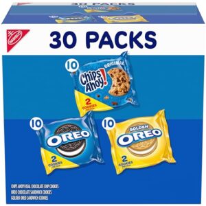 nabisco sweet treats cookie variety pack oreo, oreo golden & chips ahoy!, 30 snack packs (2 cookies per pack)