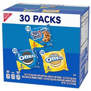 Nabisco Sweet Treats Cookie Variety Pack OREO, OREO Golden & CHIPS AHOY!, 30 Snack Packs (2 Cookies Per Pack)