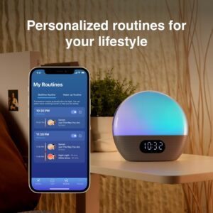 WiiM Wake-up Light, Alexa Built-in, Unlimited Sound Choices, All-in-One Sunrise Alarm Clock, Sound Machine, Sleep Routines and More - Polished Silver