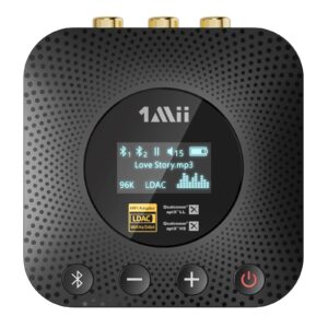 1Mii B06HD+ Hi-Res Bluetooth 5.1 Music Receiver for Home Stereo w/LDAC, Hi-Fi Bluetooth Adapter w/Audiophile DAC aptX HD Volume Control OLED Display, Wireless Audio Adapter for AV Receiver/Amplifier