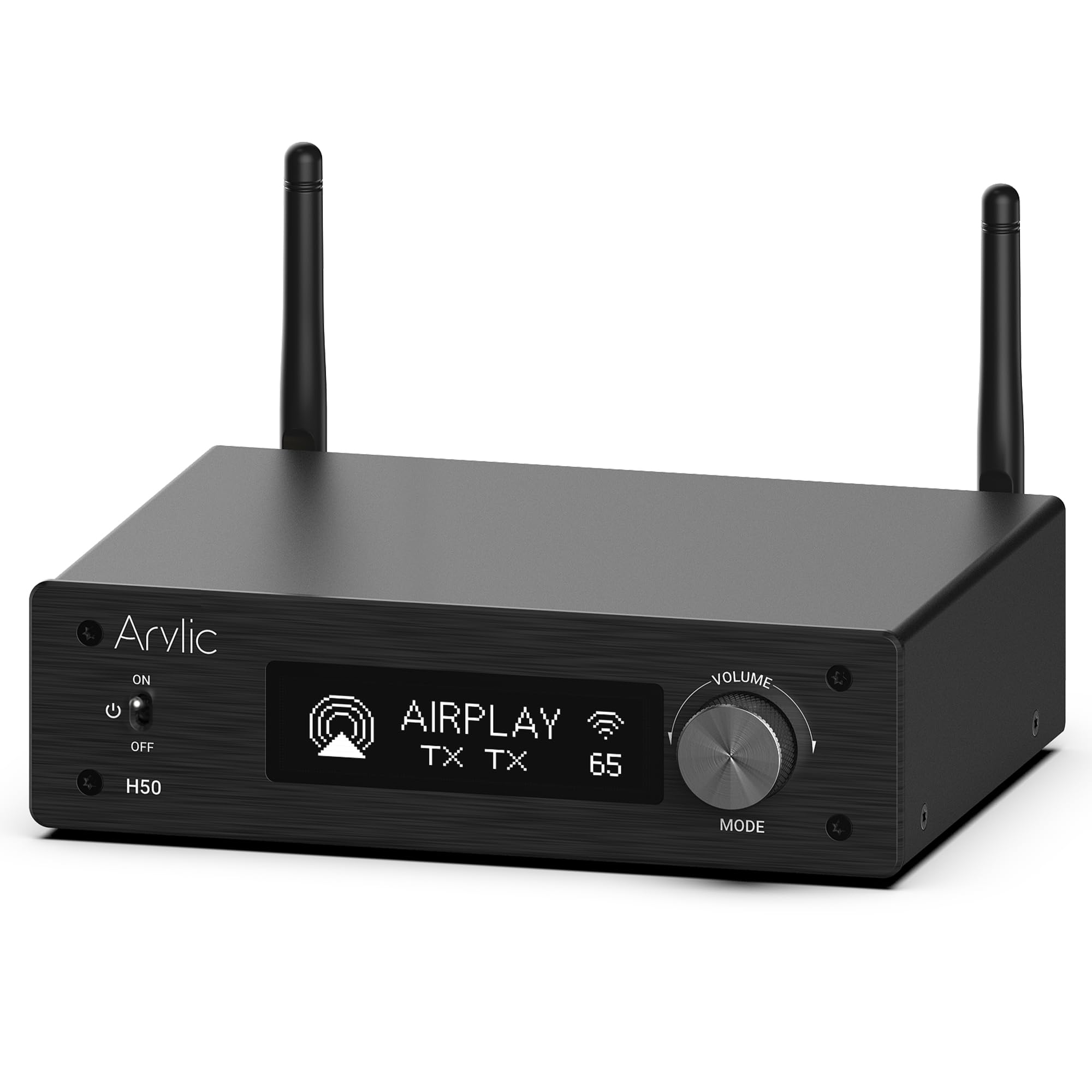 Arylic Hi-Fi Multiroom WiFi Amplifier with Bluetooth aptX HD, HDMI ARC, AirPlay 2 & Spotify Streaming for Wireless Home Music .Support 192Khz/24bits Music Transmission & Reception.50W*2 Amplifier- H50