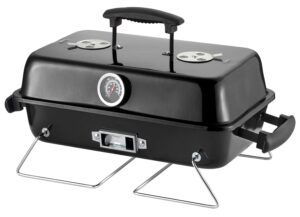 portable charcoal grill, tabletop outdoor barbecue smoker, small bbq grill for outdoor cooking backyard camping picnics beach by dnkmor black