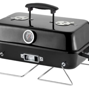 Portable Charcoal Grill, Tabletop Outdoor Barbecue Smoker, Small BBQ Grill for Outdoor Cooking Backyard Camping Picnics Beach by DNKMOR BLACK