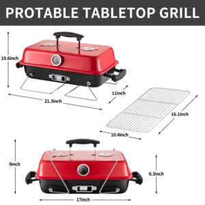 Portable Charcoal Grill, Tabletop Outdoor Barbecue Smoker, Small BBQ Grill for Outdoor Cooking Backyard Camping Picnics Beach by DNKMOR BLACK