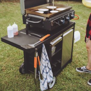 Razor Universal Rolling Prep Cart with Shelves and Storage Drawer for Portable Outdoor Griddle and Grills, Accessory Only, Black