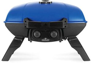 napoleon travelq 285 portable gas bbq grill, propane, blue lid - tq285-bl-1 – two burners, cast iron cooking grids, ideal for camping & tailgating