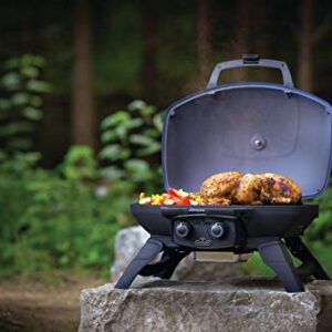 Napoleon TravelQ 285 Portable Gas BBQ Grill, Propane, Blue Lid - TQ285-BL-1 – Two Burners, Cast Iron Cooking Grids, Ideal for Camping & Tailgating