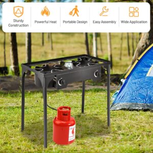 Giantex Outdoor Double Burner Stove, High Pressure 2 Burner Stand Max. 150,000 BTU total, 0-20 PSI Regulator Detachable Legs, Portable Dual Propane Grill Burner Stove for Camping Picnic Cookout