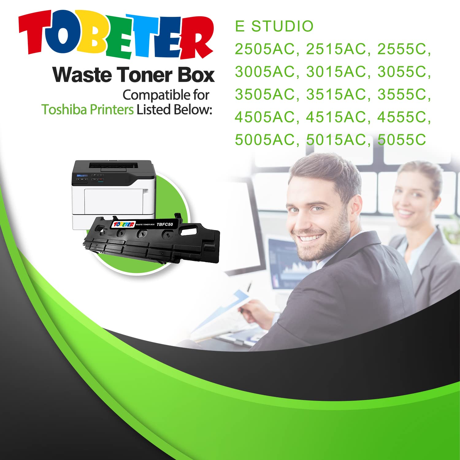 ToBeter Compatible TB-FC505 Waste Toner Replacement for Toshiba TBFC50 Waste Container Box for EStudio 2505AC 2515AC 2555C 3005AC 3015AC 3055C 3505AC 3515AC 3555C 4505AC 4515AC 4555C Printers (1-Pack)