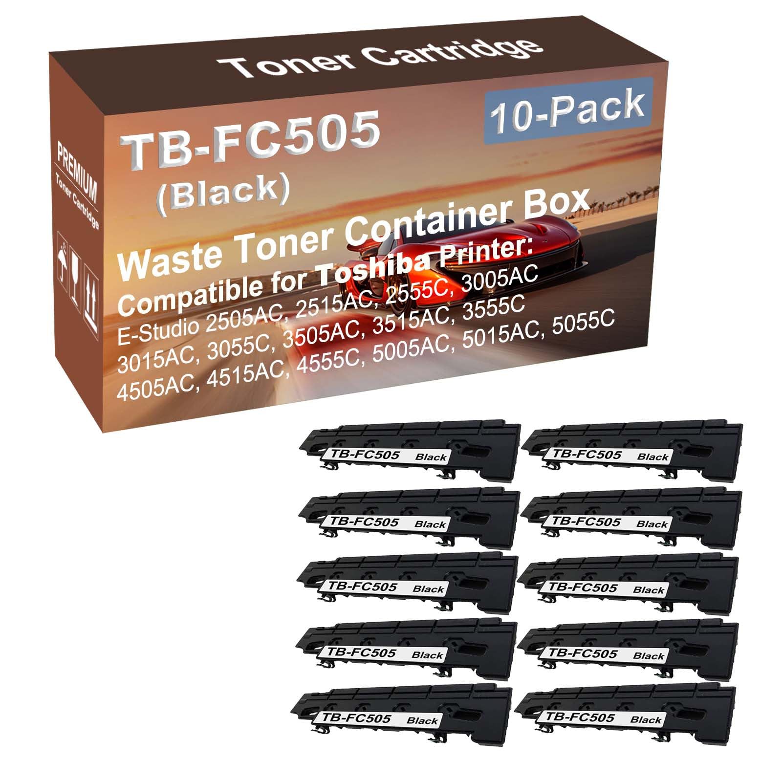 10-Pack Compatible High Capacity TB-FC505 TBFC505 Waste Toner Container Box use for Toshiba E-Studio 2505AC, 2515AC, 2555C, 3005AC, 3015AC Printer (Black)