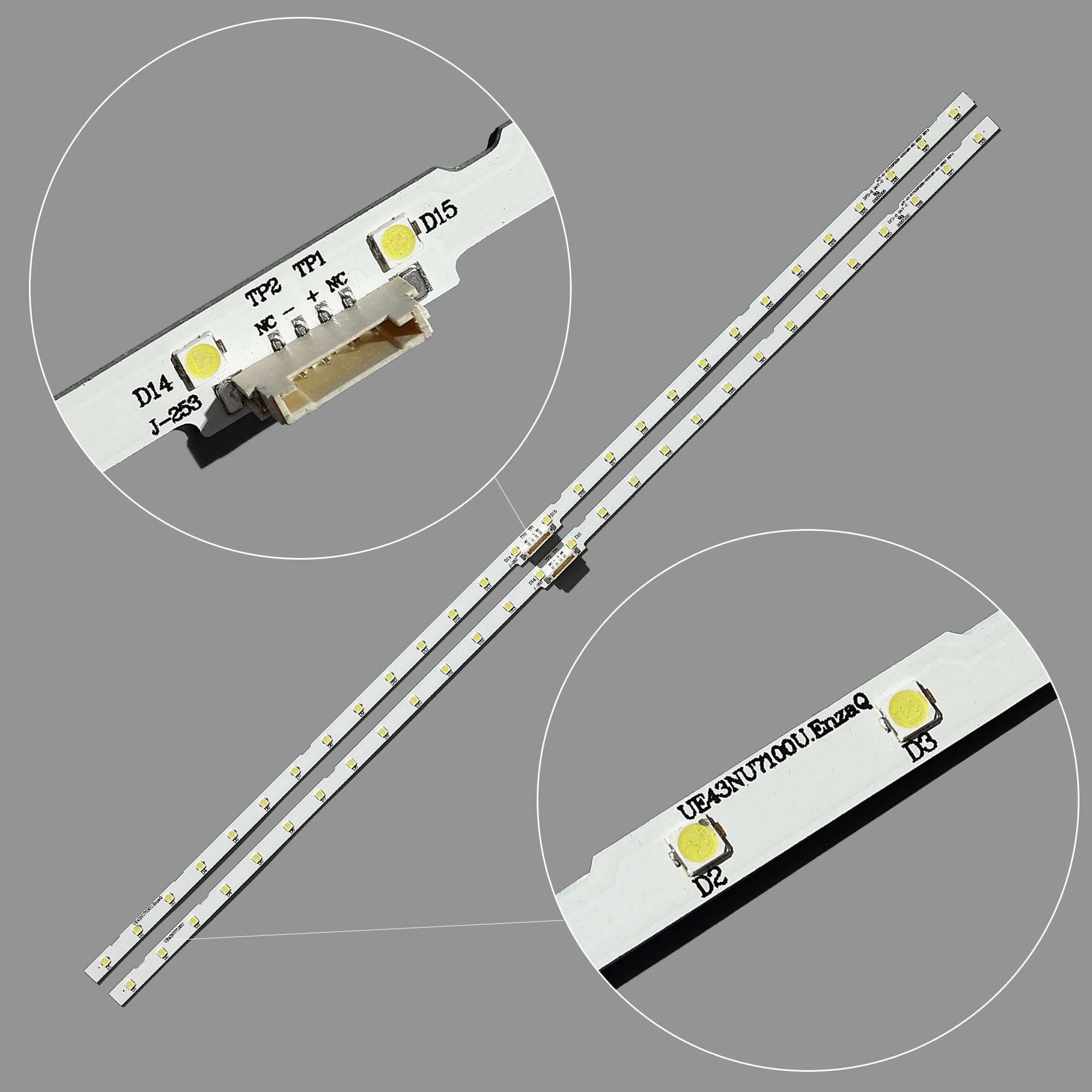 VLIZO LCD TV- 2 pcs LED Backlight Strip 28 lamp Compatible with Samsung 43" TV UE43NU7100U AOT_43_NU7100F_2X28_3030C BN44-00947A (Size :)