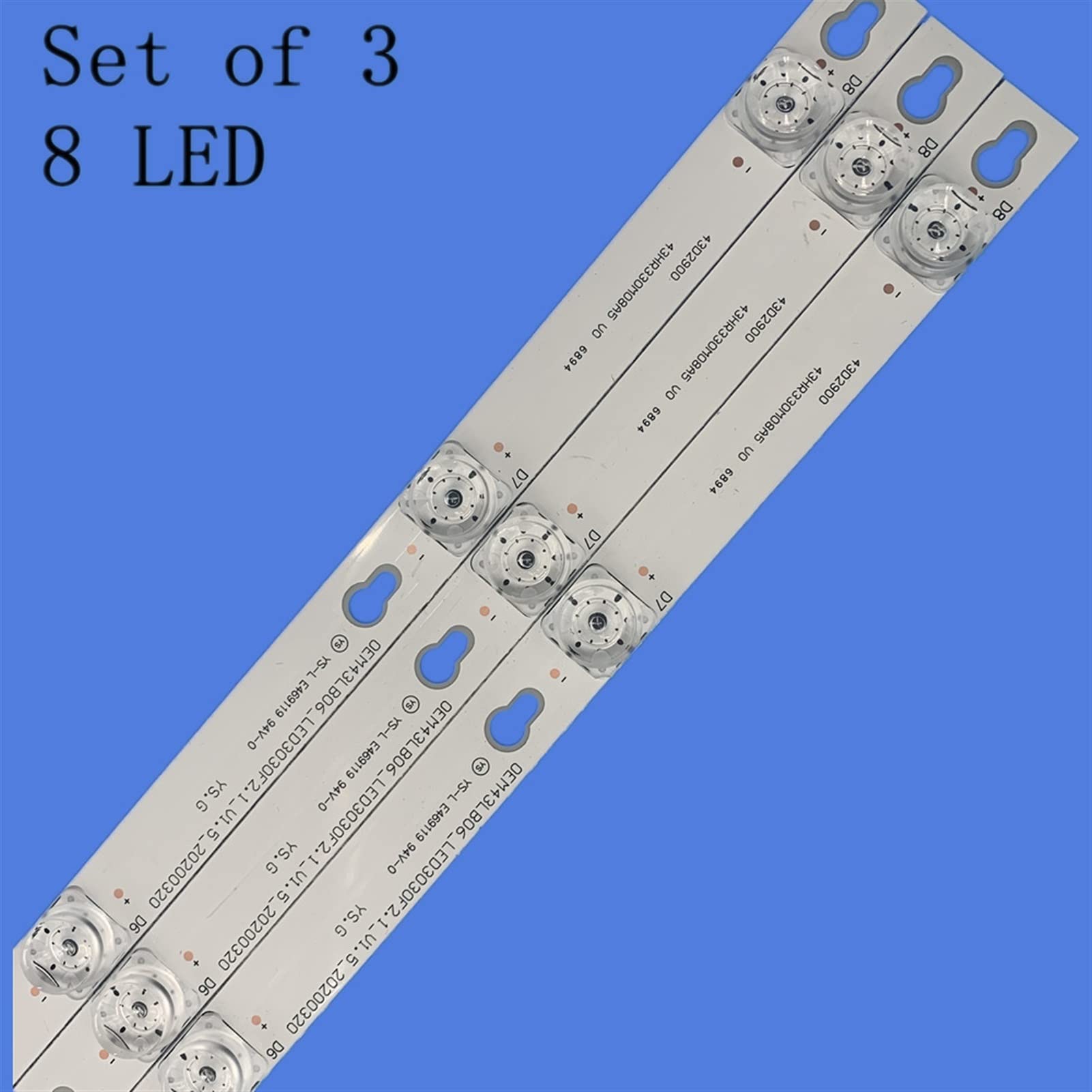 MYOBU Led Backlight L43P1-F 4C-LB4308-ZM02J TOT_43D2900_3X8_3030C_d6t-2d1_4S1PX2 Rev.V2 TV 8 Lamps 6V Compatible with TCL D43A810 U43P6046 lightbar